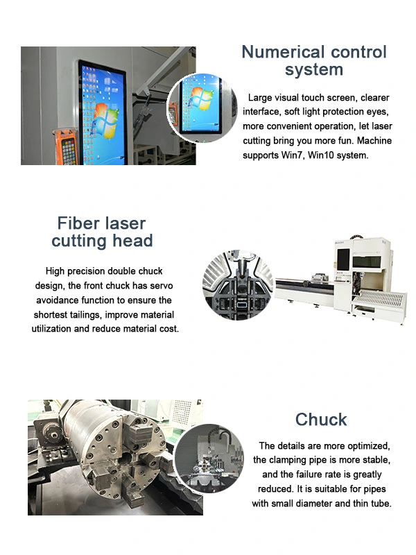 CNC Fiber Tube Laser Cutting Machine 1500W with Intelligent Auto-Focus Head