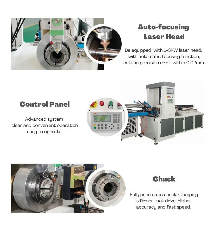 Pipe Cutting for Metal Tube Cutter of Aluminium Carbon Tube Stainless Steel Tube Cutter of 1000W Fiber Laser Cutting Machine of 2000W